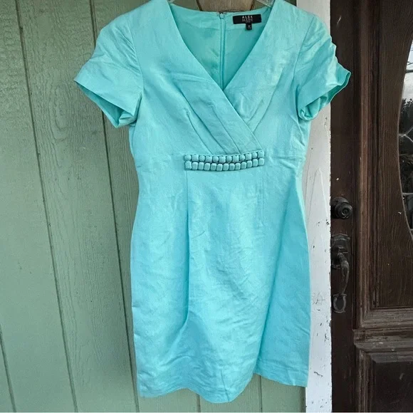 Alex Marie | Dresses | Nwt Alex Marie Petite Turquoise Linen Sheath Dress  Size 8p | Poshmark